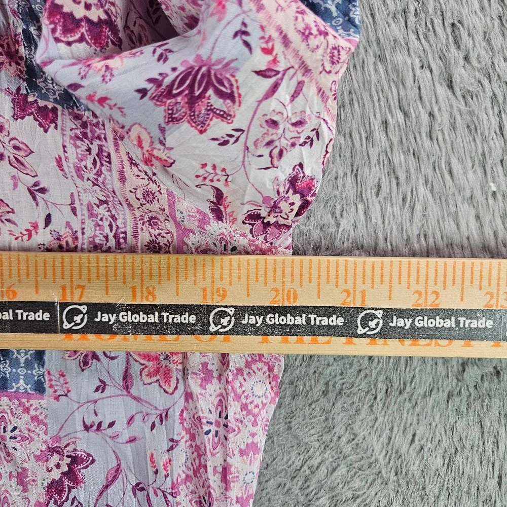 Foxcroft NYC Zoey LS Boho Bloom Patchwork‎ Floral Shirt Rose Blossom Size 4 NEW
